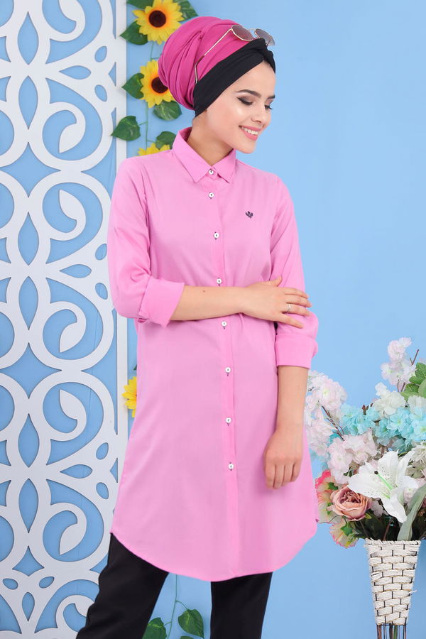 Düz Orta Kadın Pembe Tunik Pembe - 02 7122 - 7122