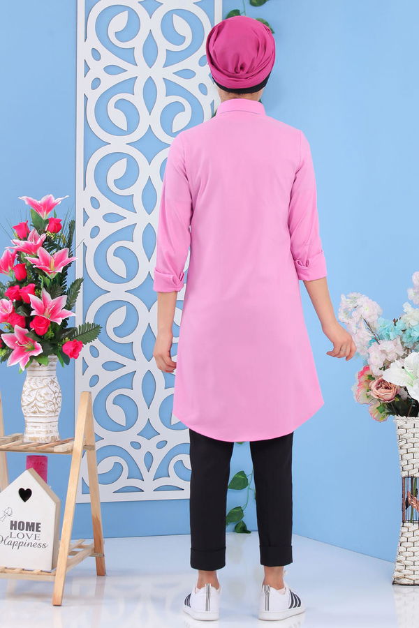 Düz Orta Kadın Pembe Tunik Pembe - 02 7122 - 7122