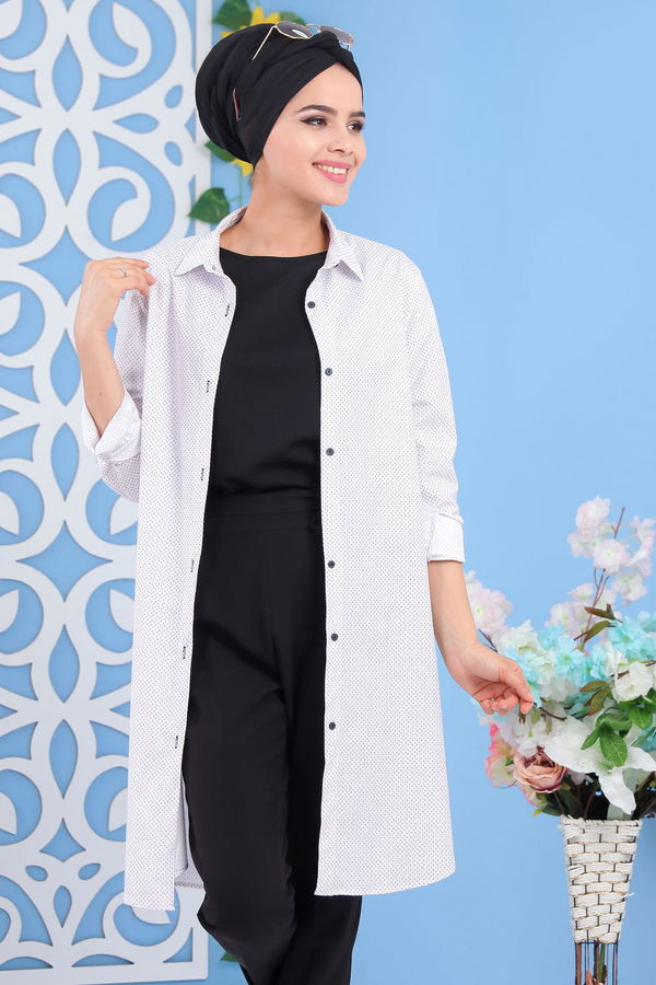 Düz Orta Kadın Beyaz Desen Tunik Beyaz - 02 7206 - 7206 BEYAZ