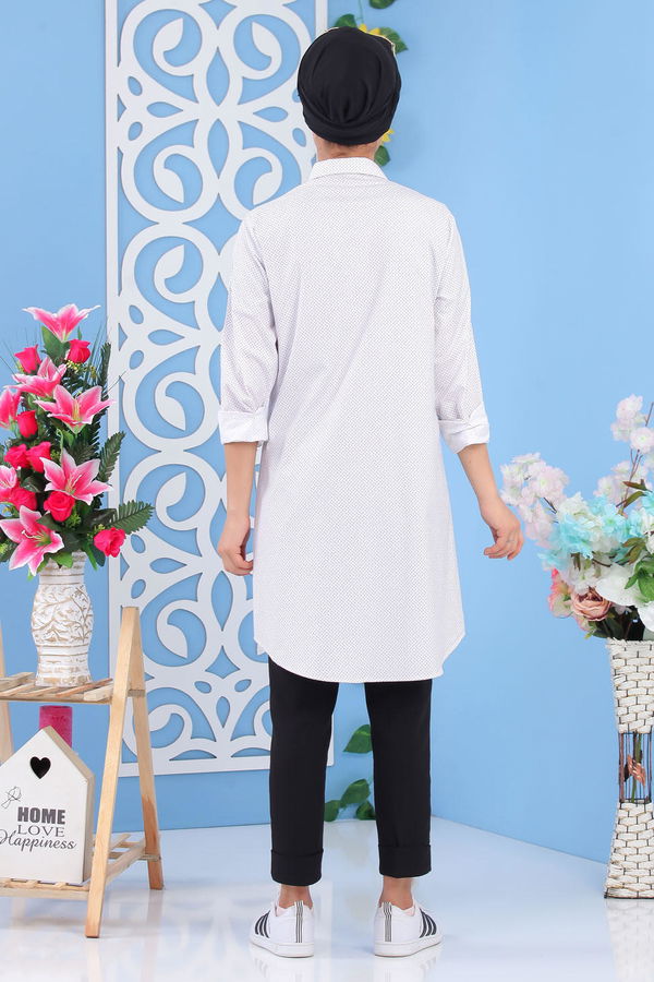 Düz Orta Kadın Beyaz Desen Tunik Beyaz - 02 7206 - 7206 BEYAZ
