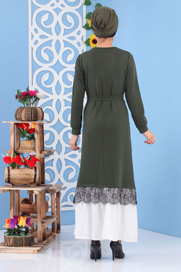 Düz Orta Kadın Haki Elbise Haki - 02 7212 - 7212