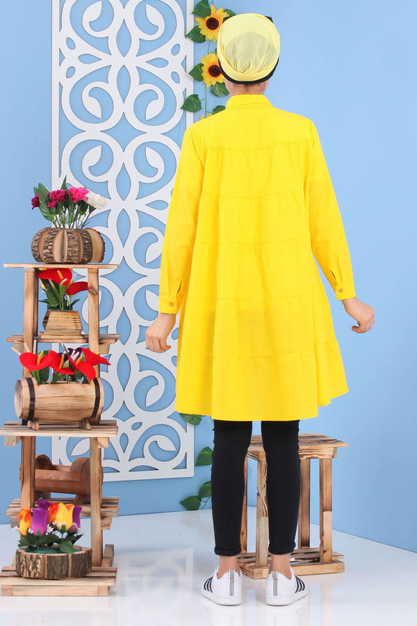 Düz Orta Kadın Sarı Cepli Tunik Sarı - 02 7213 - 7213 Sarı