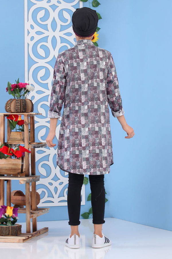 Düz Orta Kadın Mor Desen Tunik Mor - 02 7222 - 7222