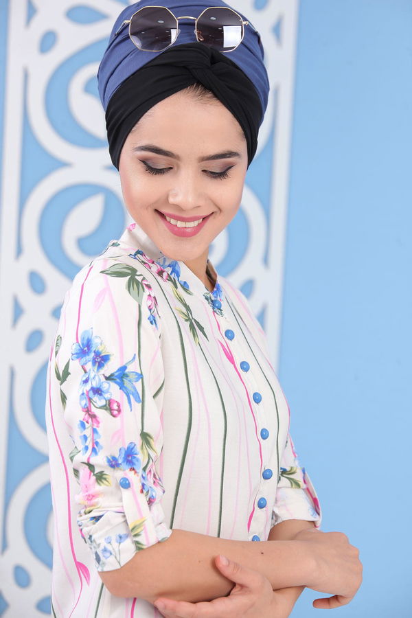 Düz Orta Kadın Ekru Çiçekli Tunik Ekru - 02 7243 - 7243