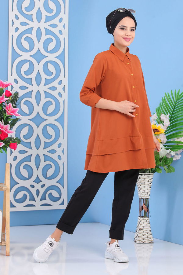 Düz Orta Kadın Kiremit Tunik Kiremit - 02 7282 - 7282