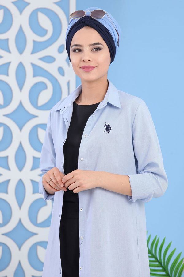 Düz Orta Kadın Mavi Tunik Bebe Mavi - 02 7283 - 7283
