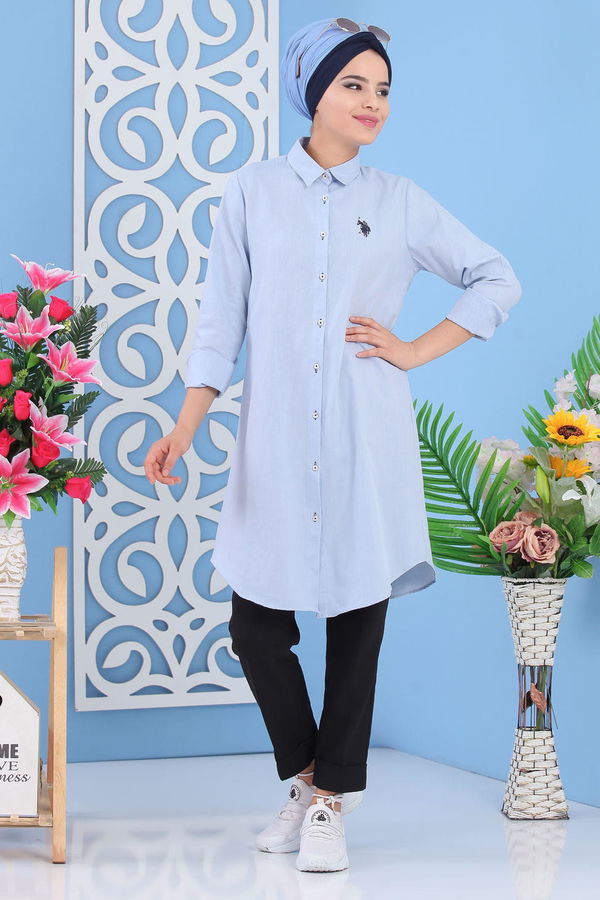 Düz Orta Kadın Mavi Tunik Bebe Mavi - 02 7283 - 7283