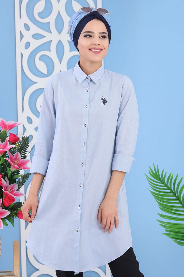 Düz Orta Kadın Mavi Tunik Bebe Mavi - 02 7283 - 7283