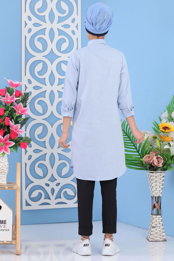 Düz Orta Kadın Mavi Tunik Bebe Mavi - 02 7283 - 7283