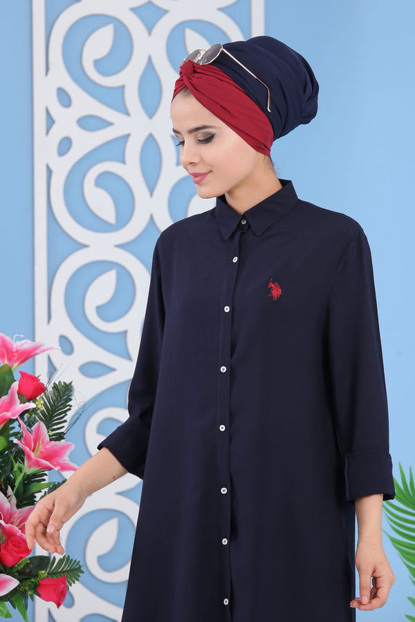 Düz Orta Kadın Lacivert Tunik Siyah  - 7283 LACİVERT