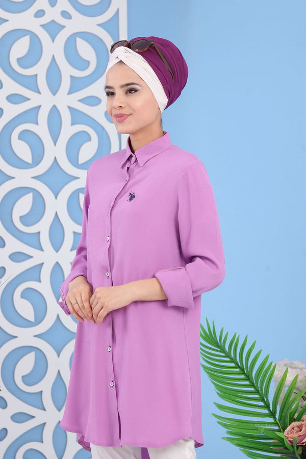 Düz Orta Kadın Pembe Tunik Siyah  - 7283