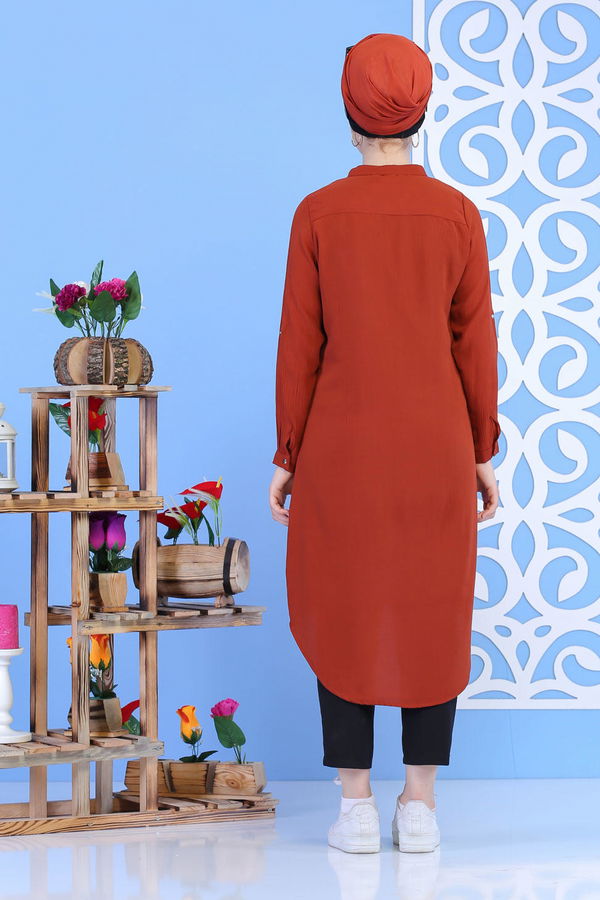 Düz Orta Kadın Kiremit Çıtçıtlı Tunik Kiremit - 02 7324 - 7324