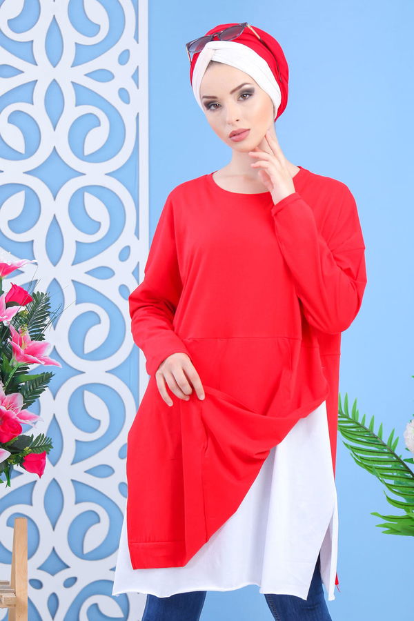 Düz Orta Kadın Kırmızı Tunik Kırmızı - 02 7331 - 7331