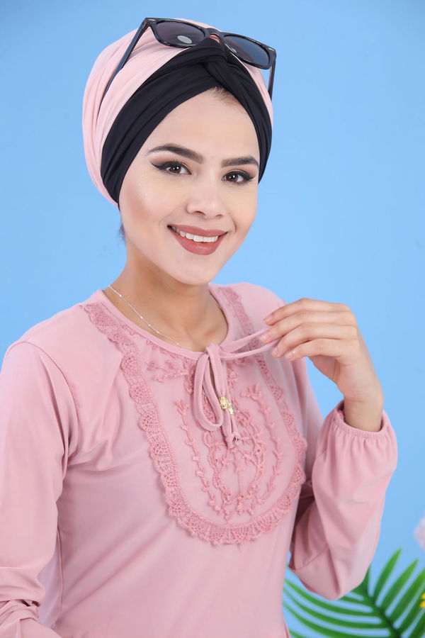 Düz Orta Kadın Pembe Elbise - Gülkurusu 02 7355 - 7355