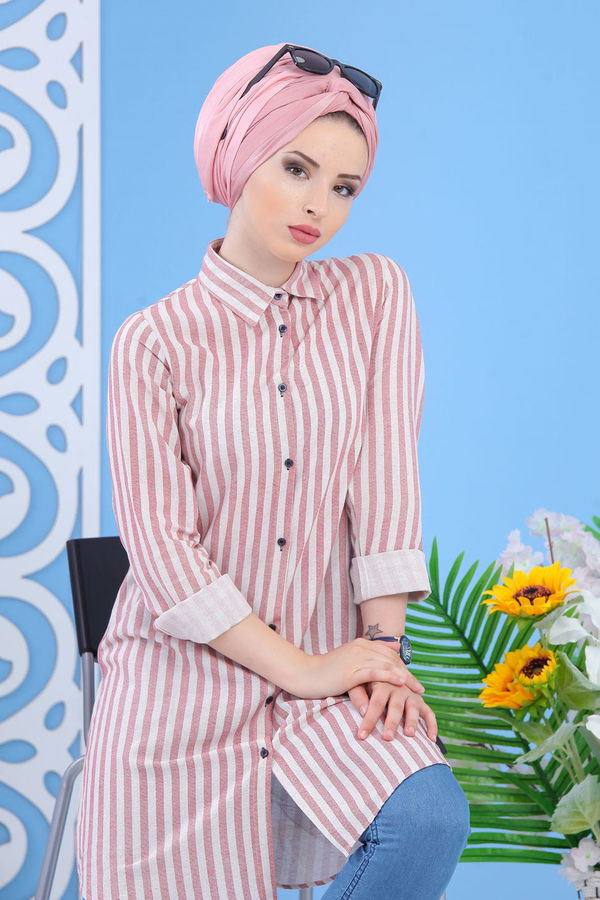 Düz Orta Kadın Bordo Tunik - Bordo 02 7365 - 7365