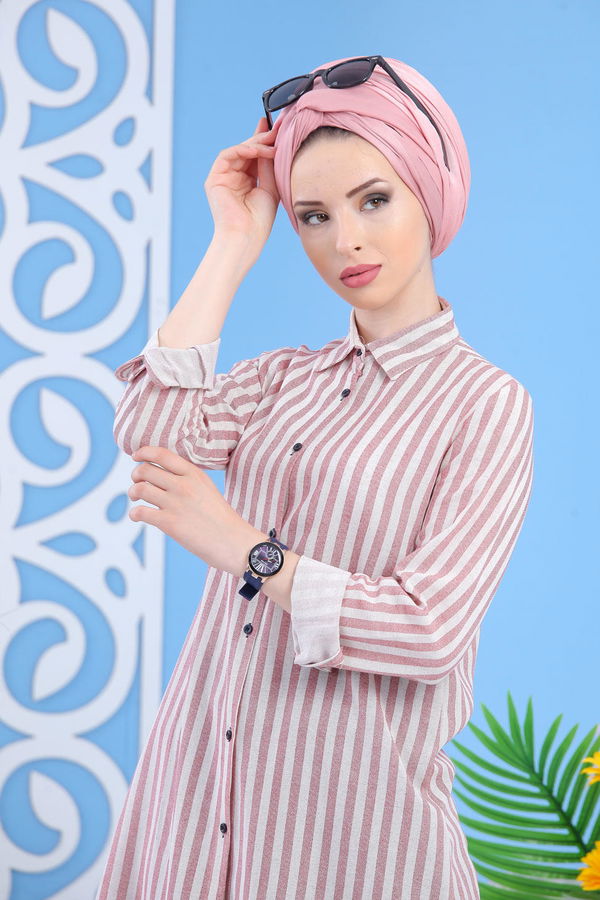 Düz Orta Kadın Bordo Tunik - Bordo 02 7365 - 7365