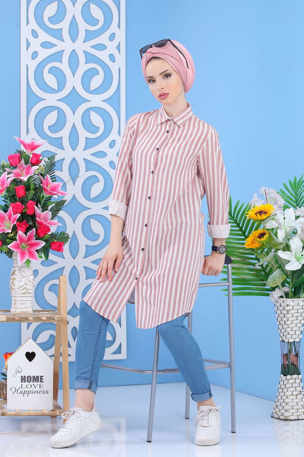 Düz Orta Kadın Bordo Tunik - Bordo 02 7365 - 7365