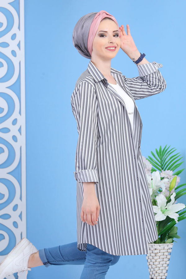 Düz Orta Kadın Gri Tunik - Gri 02 7358 - 7358