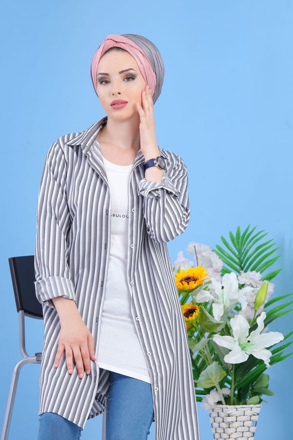 Düz Orta Kadın Gri Tunik - Gri 02 7358 - 7358