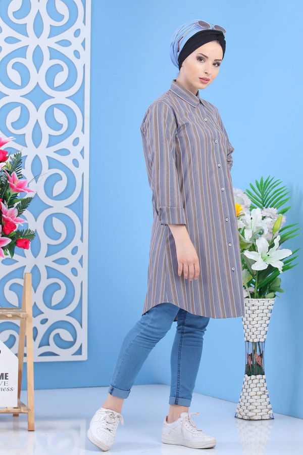Düz Orta Kadın Gri Tunik - Gri 02 7363 - 7363
