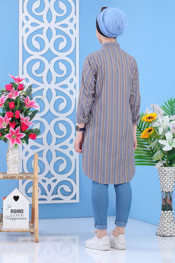 Düz Orta Kadın Gri Tunik - Gri 02 7363 - 7363