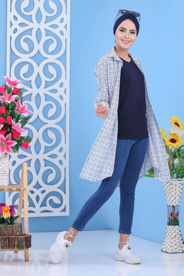 Düz Orta Kadın Gri Tunik - Gri 02 7366 - 7366