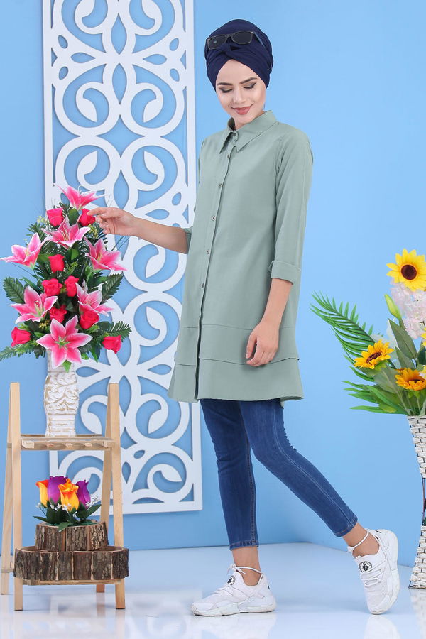 Düz Orta Kadın Yeşil Tunik Mint - 02 7282 - 7282