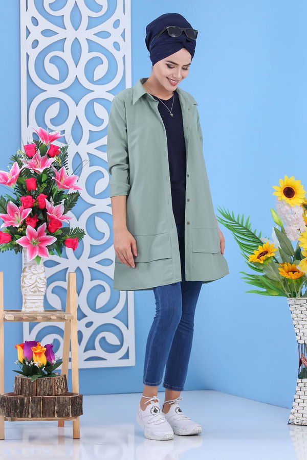 Düz Orta Kadın Yeşil Tunik Mint - 02 7282 - 7282