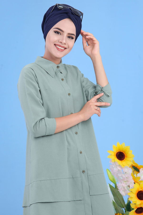 Düz Orta Kadın Yeşil Tunik Mint - 02 7282 - 7282