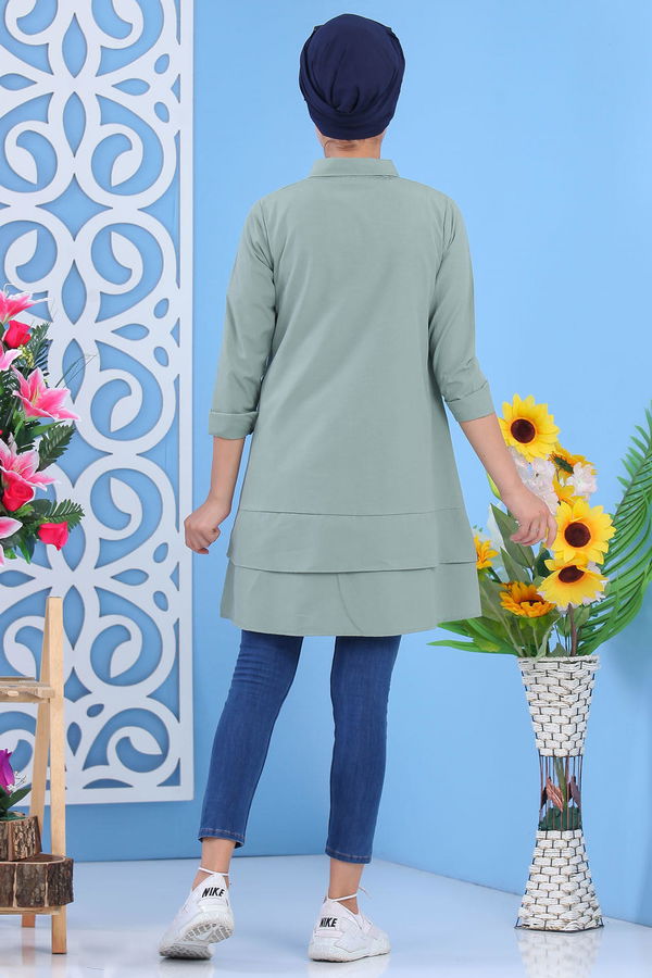 Düz Orta Kadın Yeşil Tunik Mint - 02 7282 - 7282