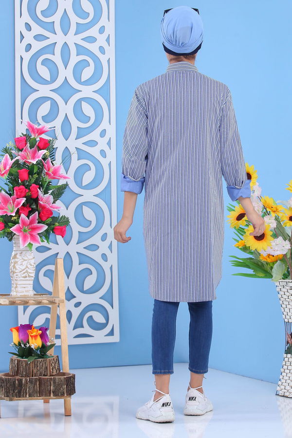 Düz Orta Kadın Mavi Tunik Mavi - 02 7369 - 7369
