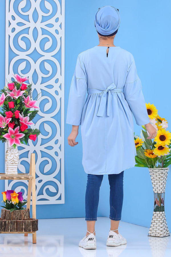 Düz Orta Kadın Mavi Tunik Bebe Mavi - 02 7175 - 7175