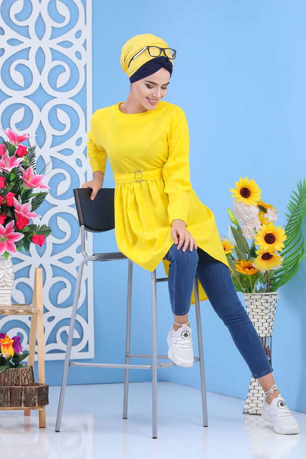 Düz Orta Kadın Sarı Tunik Sarı - 02 7175 - 7175