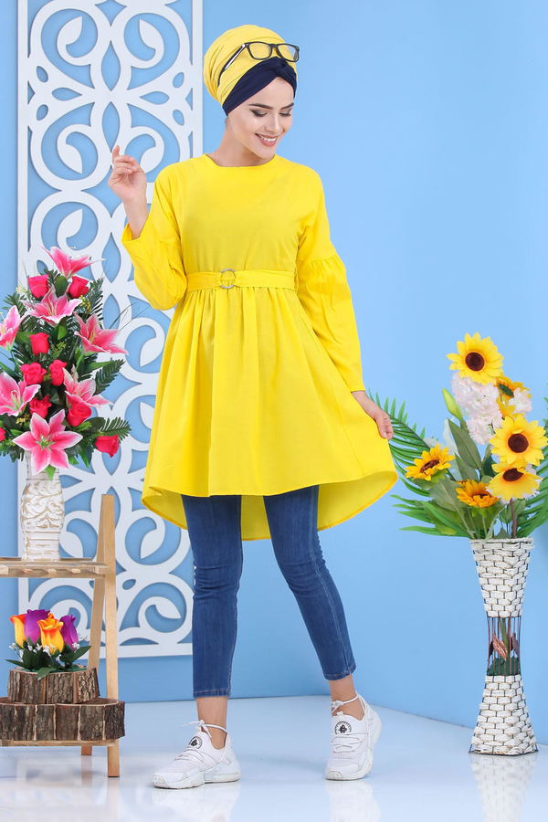 Düz Orta Kadın Sarı Tunik Sarı - 02 7175 - 7175