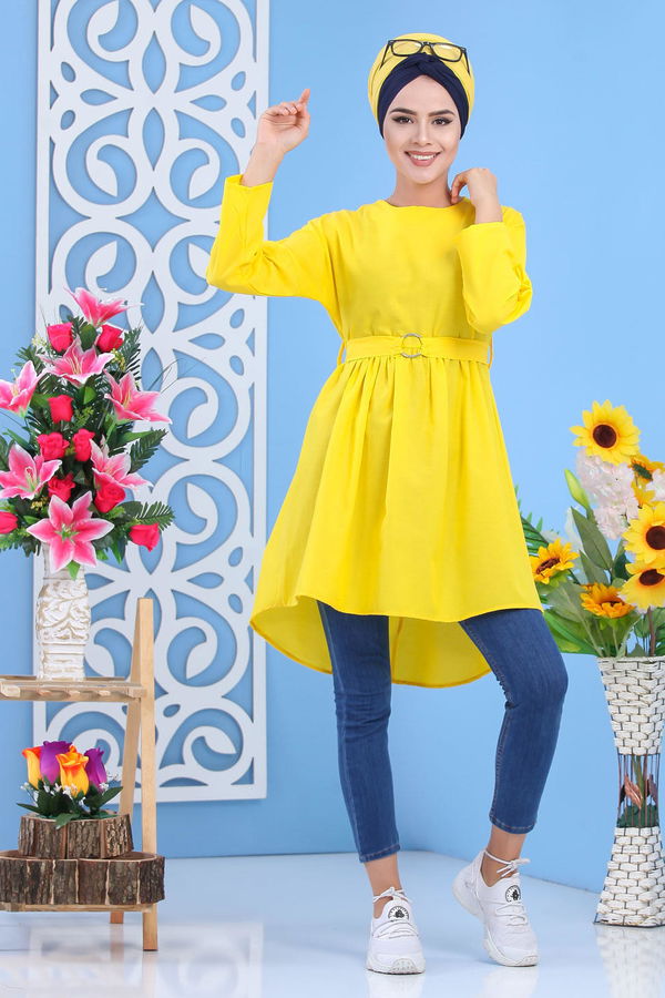 Düz Orta Kadın Sarı Tunik Sarı - 02 7175 - 7175
