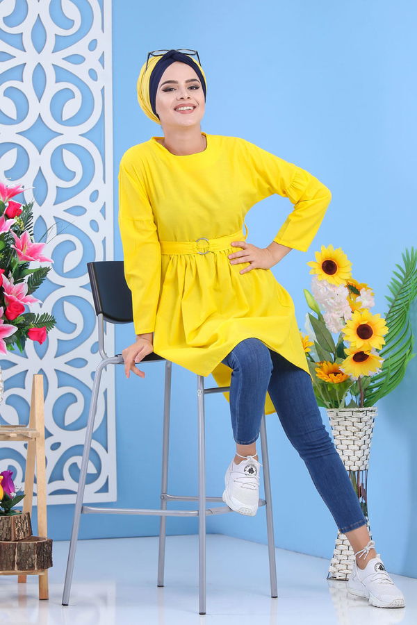 Düz Orta Kadın Sarı Tunik Sarı - 02 7175 - 7175