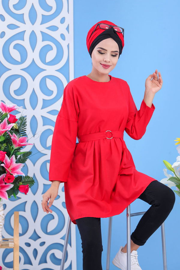 Düz Orta Kadın Kırmızı Tunik Kırmızı - 02 7175 - 7175
