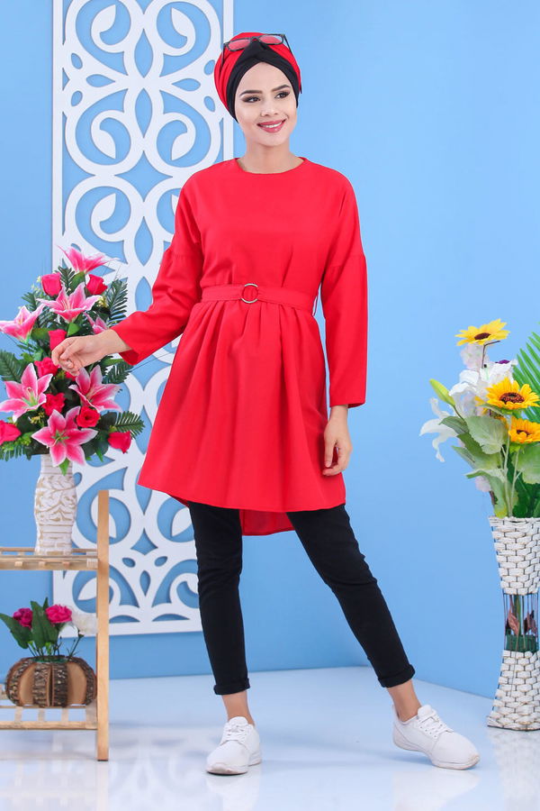 Düz Orta Kadın Kırmızı Tunik Kırmızı - 02 7175 - 7175
