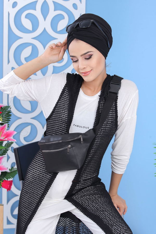 Düz Orta Kadın Siyah Yelek Canta Siyah Siyah - 02 7486 - 7486