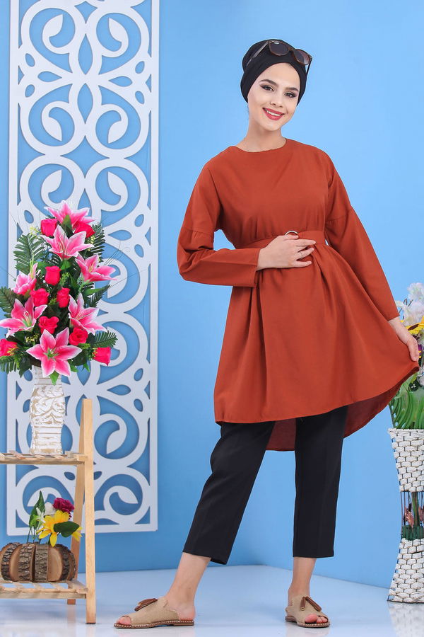 Düz Orta Kadın Kiremit Tunik Kiremit - 02 7175 - 7175