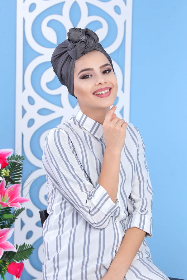 Düz Orta Kadın Gri Tunik  - 7566