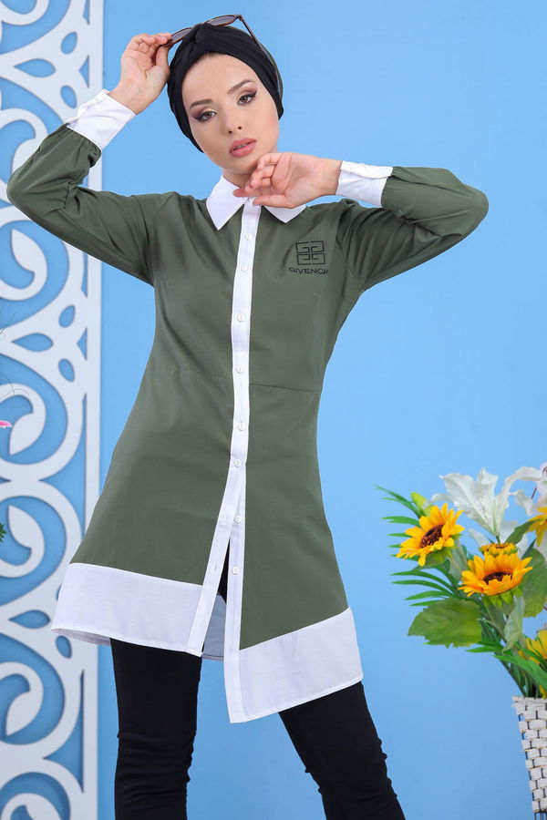 Düz Orta Kadın Haki Tunik Haki  - 7609 HAKİ