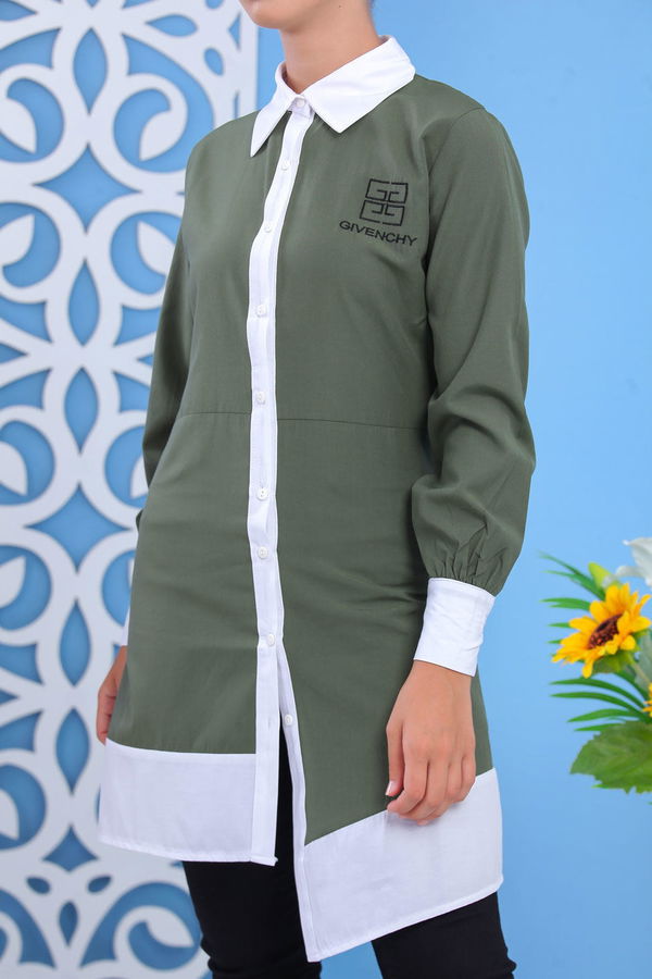 Düz Orta Kadın Haki Tunik Haki  - 7609 HAKİ