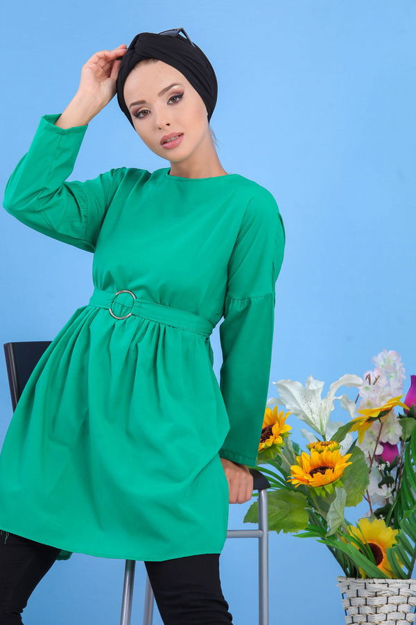 Düz Orta Kadın Yeşil Tunik Yeşil - 02 7175 - 7175 YEŞİL