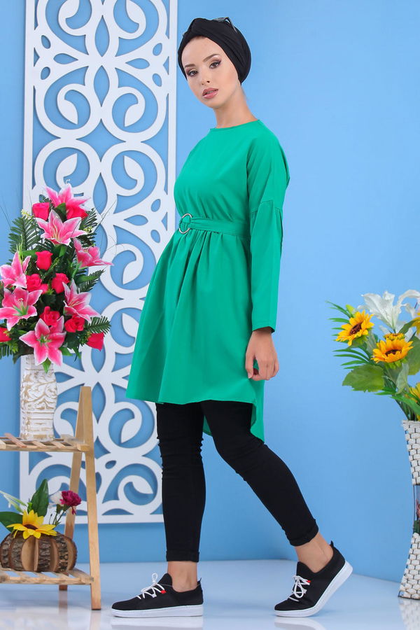 Düz Orta Kadın Yeşil Tunik Yeşil - 02 7175 - 7175 YEŞİL