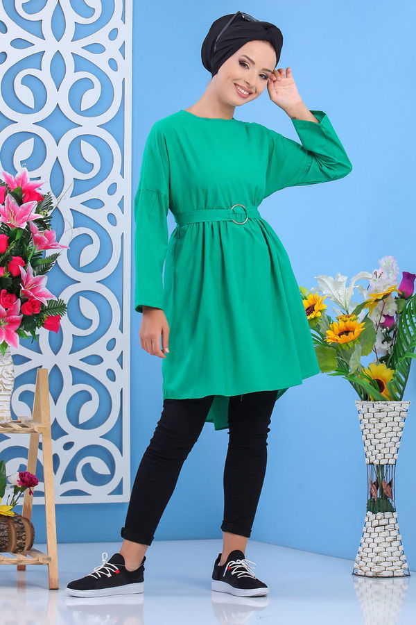 Düz Orta Kadın Yeşil Tunik Yeşil - 02 7175 - 7175 YEŞİL