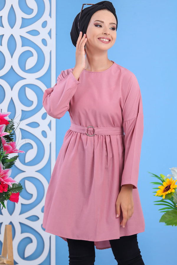 Düz Orta Kadın Pembe Tunik Gul - 02 7175 - 7175 PEMBE