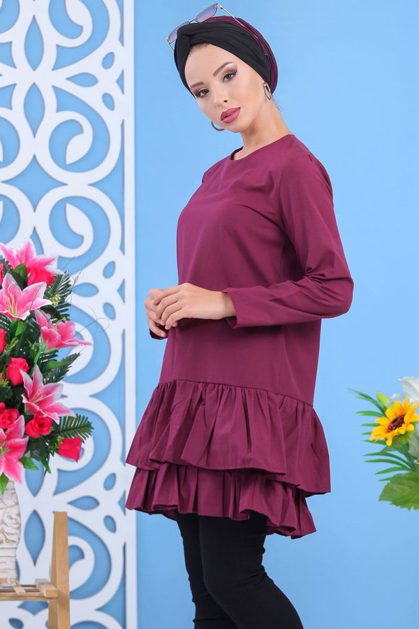 Düz Orta Kadın Mürdüm Tunik Murdum - 02 7604 - 7604 MÜRDÜM