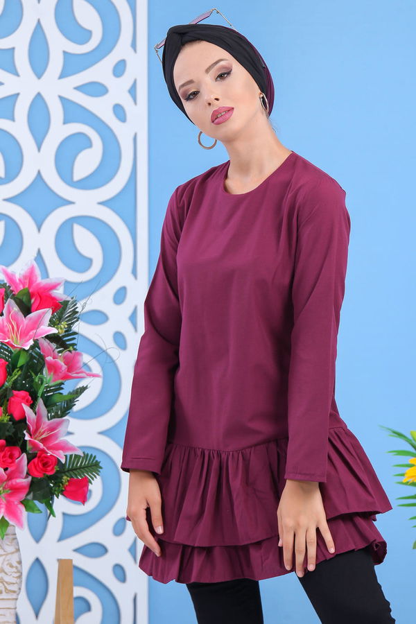 Düz Orta Kadın Mürdüm Tunik Murdum - 02 7604 - 7604 MÜRDÜM