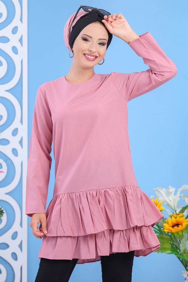 Düz Orta Kadın Pembe Tunik Gulkurusu - 02 7604 - 7604 PEMBE